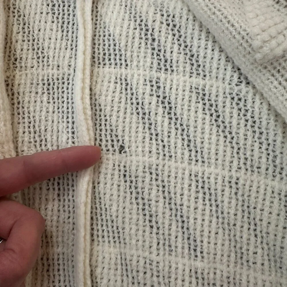 Angie Poncho Fringe Shawl Cardigan Sweater One Size OS Cream White - Picture 4 of 4